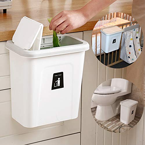 KaryHome Small Trash Can with Lid for Kitchen Cabinet Door