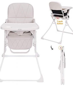HAN-MM Folding Baby High Chair with Dishwasher Safe Tray