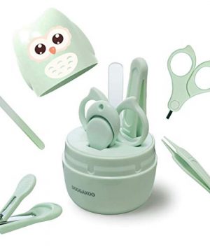 DOOGAXOO Baby Nail Clippers Kit, 4-in-1 Baby Nail Care Set with Cute Case, Baby Nail File, Nail Clipper, Scissor Tweezer, Baby Manicure Kit and Pedicure kit for Newborn, Infant, Toddler, Kids-Green