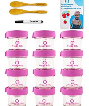 PreppyBaby 4 oz Glass Baby Food Storage Containers with Lids