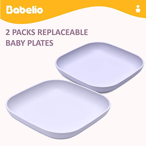 BABELIO BPA Free Toddler Plates, 2 Pack Food Grade Soft Silicone