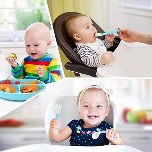 Baby Bendable Spoon and Fork Set - Flexible and Self-Feeding Utensils for Developing Grasp Skills