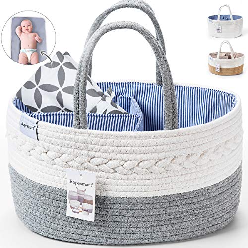 Ropesmart Baby Diaper Caddy Organizer,Cotton Rope Shower Gift Basket