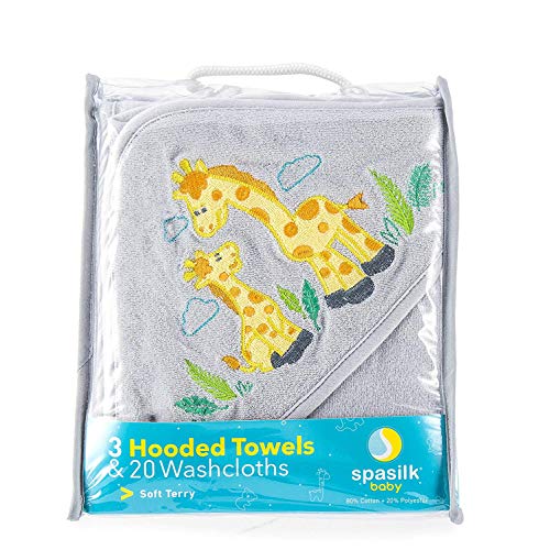 Spasilk Baby 23 Piece Bath Hooded Towels and Washcloths Set