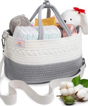 BIBSYBABY Baby Diaper Caddy Organizer - 100% Cotton Rope Diaper Basket
