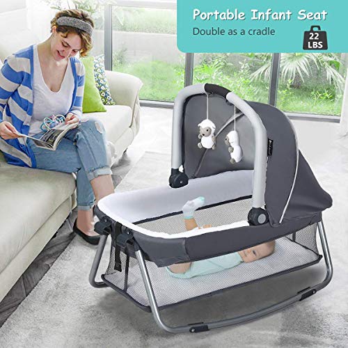 BABY JOY 4 in 1 Portable Baby Playard with Bassinet