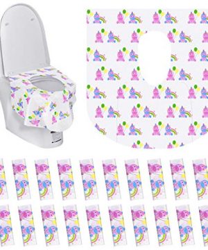 PaperKiddo 20 Pack Disposable Toilet Seat Covers Pink Unicorn Design
