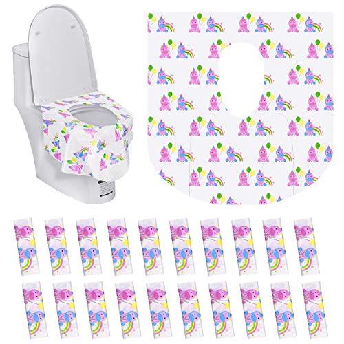 PaperKiddo 20 Pack Disposable Toilet Seat Covers Pink Unicorn Design