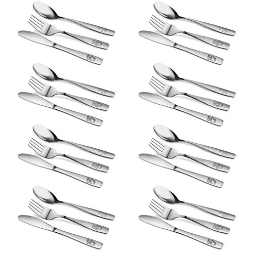 24 Piece Stainless Steel Kids Cutlery, Child and Toddler Safe Flatware