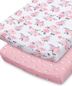 The Peanutshell Pink Floral Changing Pad Cover Set for Baby Girls