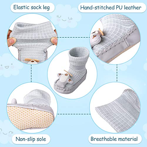 Lictin Baby Slipper Socks - 3 Pairs Anti-Slip Slippers Socks
