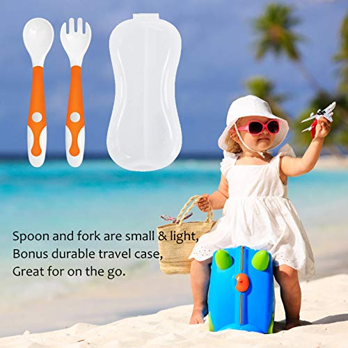 YIVEKO Baby Training Spoons Forks 3 Sets with Travel Case