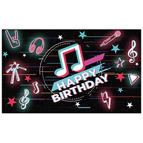 Allenjoy 5x3ft Happy Birthday Theme Musical Party Backdrop Supplies