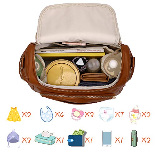Diaper Bag Backpack, 7-in-1 Beaulyn Leather Travel Back