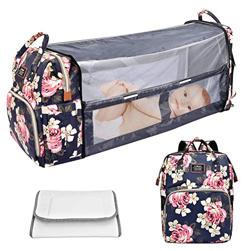 BRINCH Diaper Bag Backpack with Folding Crib,Large Capacity