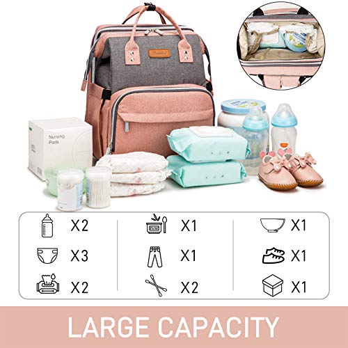 Diaper Bag with Changing Station, Travel Foldable Baby Bed