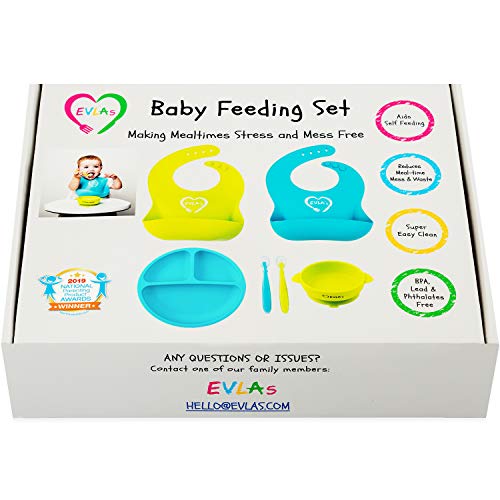 Baby Feeding Set | Silicone Bib Plates Bowls Spoons
