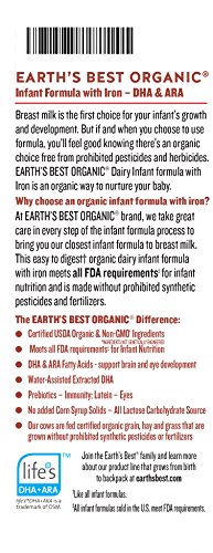 Earth's Best Organic Dairy Infant Powder Formula with Iron