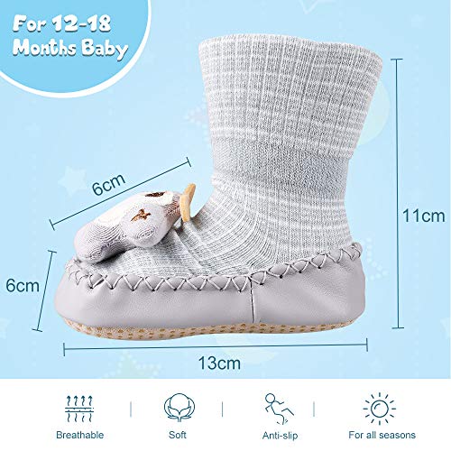 Lictin Baby Slipper Socks - 3 Pairs Anti-Slip Slippers Socks
