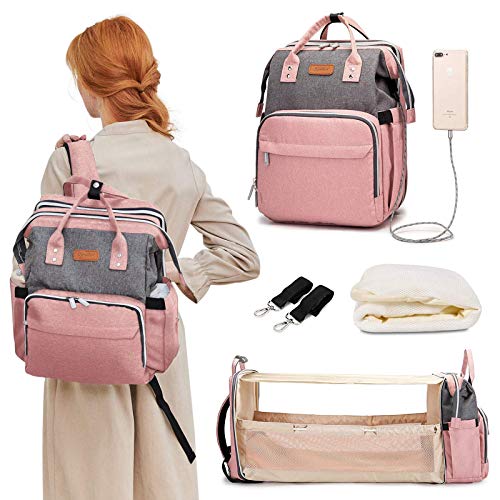 Diaper Bag with Changing Station, Travel Foldable Baby Bed