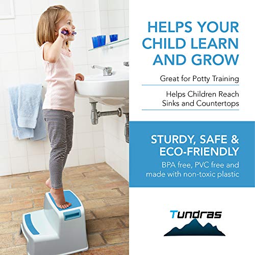 Two Step Kids Step Stools (2 Pack) - Blue - Safe and Versatile Toddler Safety Steps for Bathroom, Kitchen, and Potty Training
