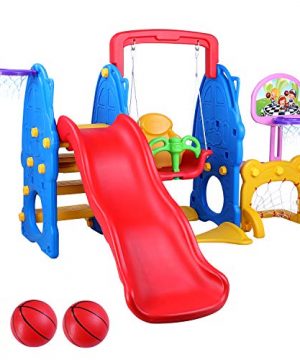 LAZY BUDDY 5 in 1 Toddler Slide and Swing Set