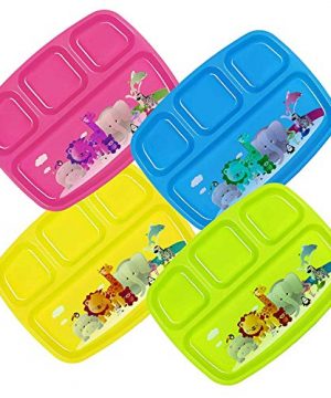 Plaskidy Kids Plastic 4-Compartment Plates With Dividers