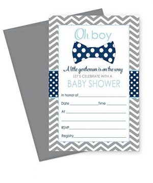 Bow Tie Baby Shower Invitations (15 Guests) Little Man Party Supplies