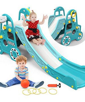 Toddler Slide with Basketball Hoop and Climbing Fun - Perfect Indoor & Outdoor Playground Set for Kids