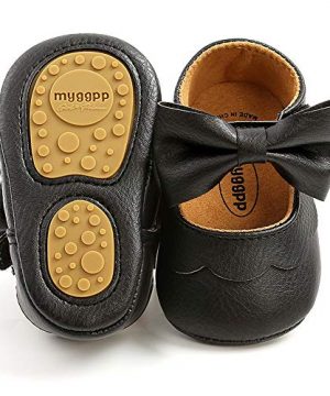 Non Slip Mary Jane Flats for First Walkers - Perfect for Weddings, Princess Dresses and Crib Shoes, Infant and Toddler Girls 12-18 Months, 10 Black.