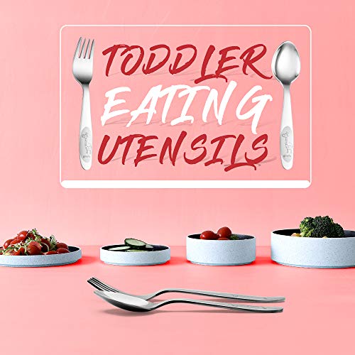 Stainless Steel Toddler Eating Utensils Set for Self Feeding - 4 Pack