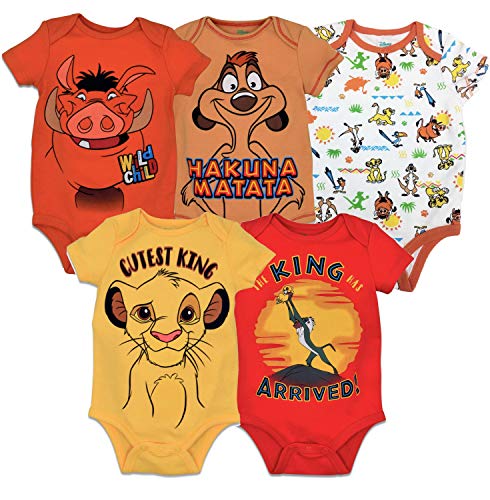 Lion King Baby Boys 5 Pack Short Sleeve Bodysuit