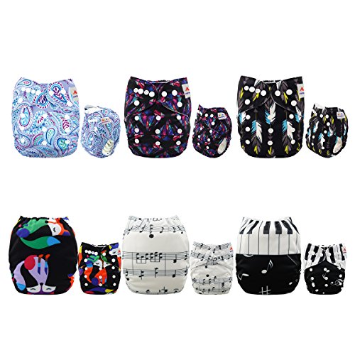 ALVABABY Baby Cloth Diapers 6 Pack with 12 Inserts