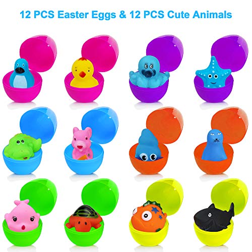 12 PCS Easter Eggs Filled with Animal Bath Toys: Make Bath Time a Splash of Fun