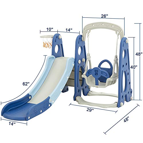 Albott Toddler Slide and Swing Set 4 in 1