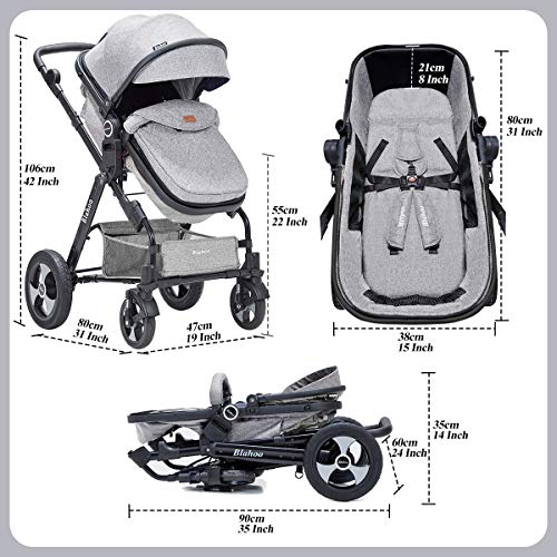 Blahoo Baby Stroller for Toddler .Foldable Aluminum Alloy Pushchair