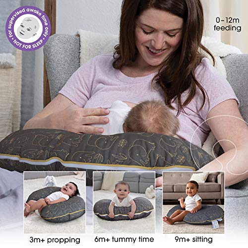 Nursing Pillow Positioner Charcoal Gold Quilted Elephant