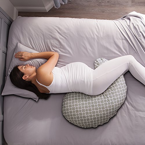 Boppy Pregnancy Support Pillow, Petite Trellis Gray and White