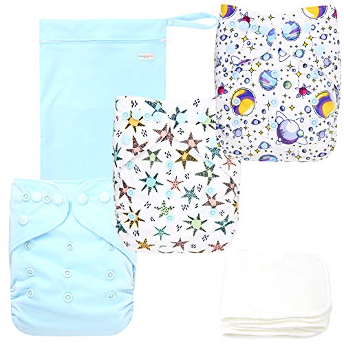 Langsprit Baby Cloth Diaper with Highly Absorbent Bamboo Inserts