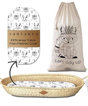 Sansaura Nursery Set - Baby Moses-Style Seagrass Diaper Changing Basket