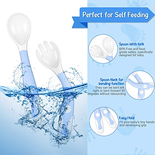 5-Piece Baby Utensils Set: Curved Handle Spoons and Training Forks for Safe and Easy Self-Feeding