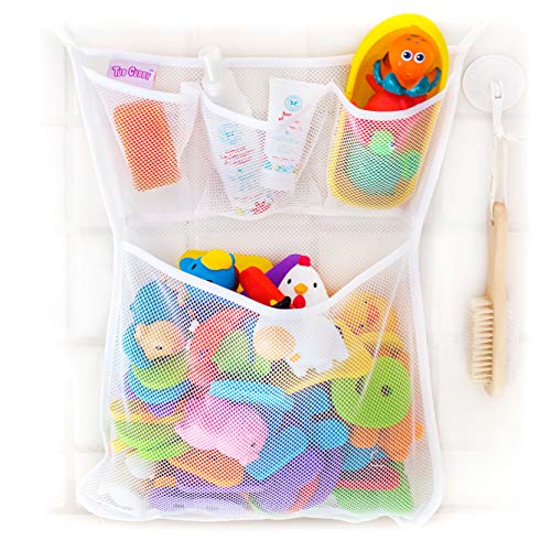 Tub Cubby Bath Toy Organizer + Ducky - Mesh Net Bin