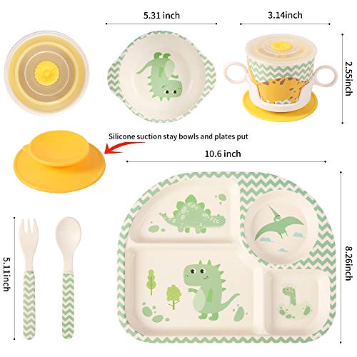 Shopwithgreen 5Pcs/Set Bamboo Kids Dinnerware Set