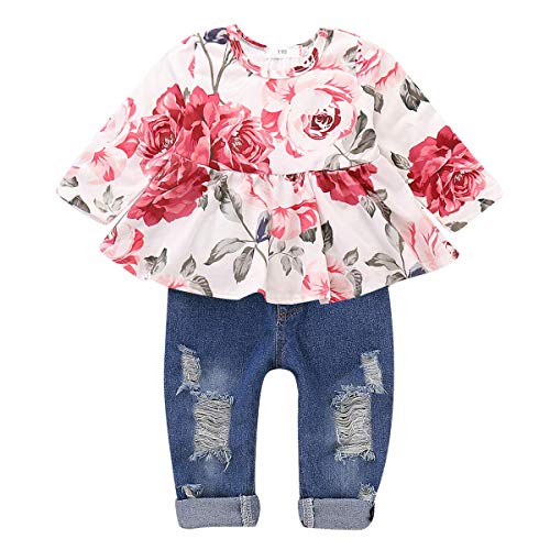 CARETOO Girls Clothes Outfits, Cute Baby Girl Floral Long Sleeve