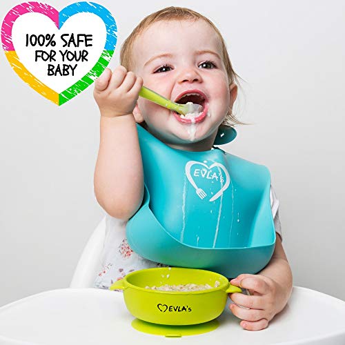 Baby Feeding Set | Silicone Bib Plates Bowls Spoons