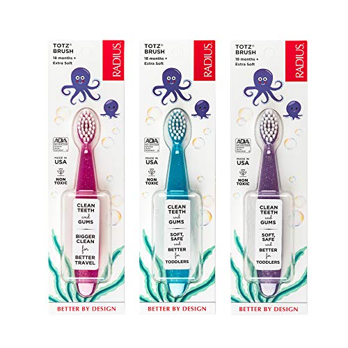 Totz Brush - Extra Soft Toothbrush for Kids 19 Months and Older (3 Pack) - BPA Free, ADA Approved