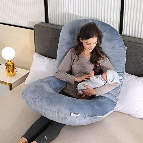 Pregnancy Pillow with Grey Jersey Cover
