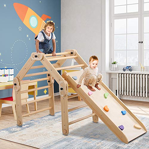 6M - 3Y+ Years Old Wooden Climbing Triangle Ladder with Ramp