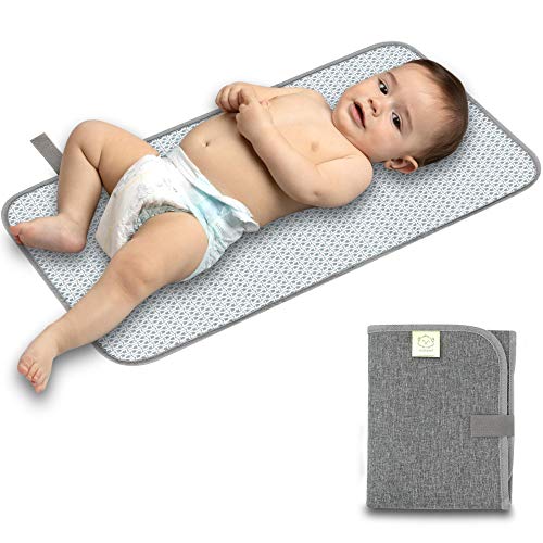 Portable Diaper Changing Pad - Waterproof Foldable Baby Changing Mat - Travel Diaper Change Mat - Lightweight & Compact Changing Pads for Baby - Baby Changer - Machine Washable (Classic Gray)