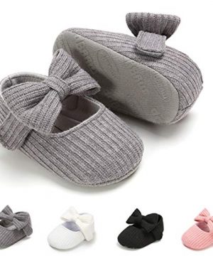 Gray Bowknot Mary Jane Flats for Infant Girls (0-6 Months)"